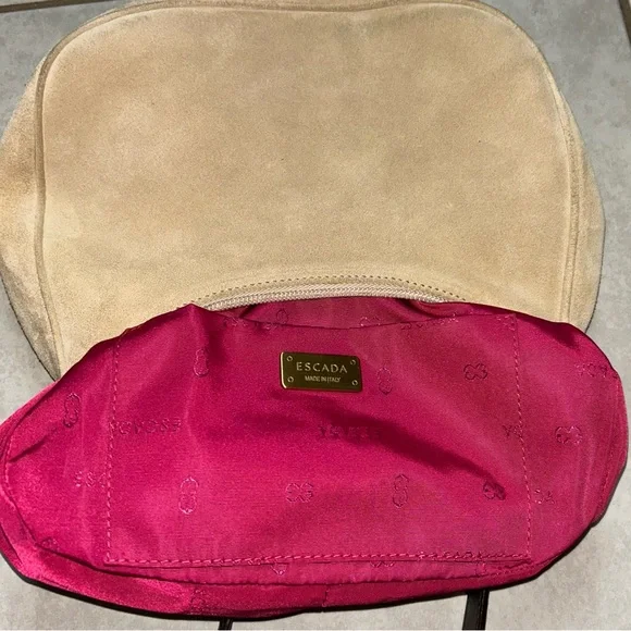 Escada Leather Trim Suede Shoulder Bag - Picture 12 of 15